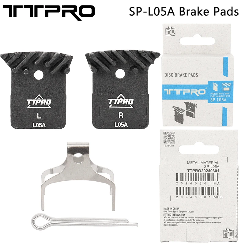 TTPRO SP-L05A Resin Disc Brake Pads with Fin MTB Road Bike for DEORE XT SLX ULTEGRA M8100 M7100 R9150 R7100 R8050 R7000