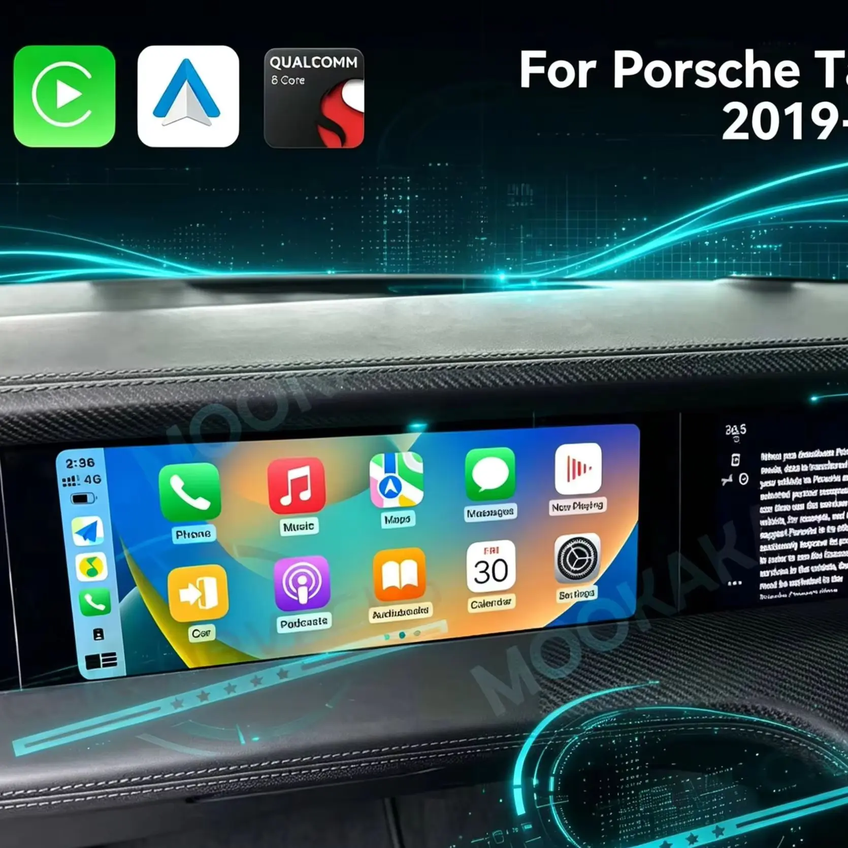11 Inch Co-pilot Entertainment Screen For Porsche Taycan 2019-2025 RHD Passenger Display Car Multimedia Player Carplay GPS Navi