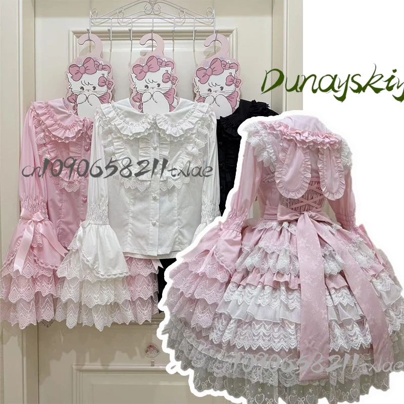 

Кружевной топ с бантом и кроличьими ушками Love Y2K Lolita Sweet Hollow Undercover Interior Shirt Doll Sensational Girlfriend Женская футболка с длинным рукавом