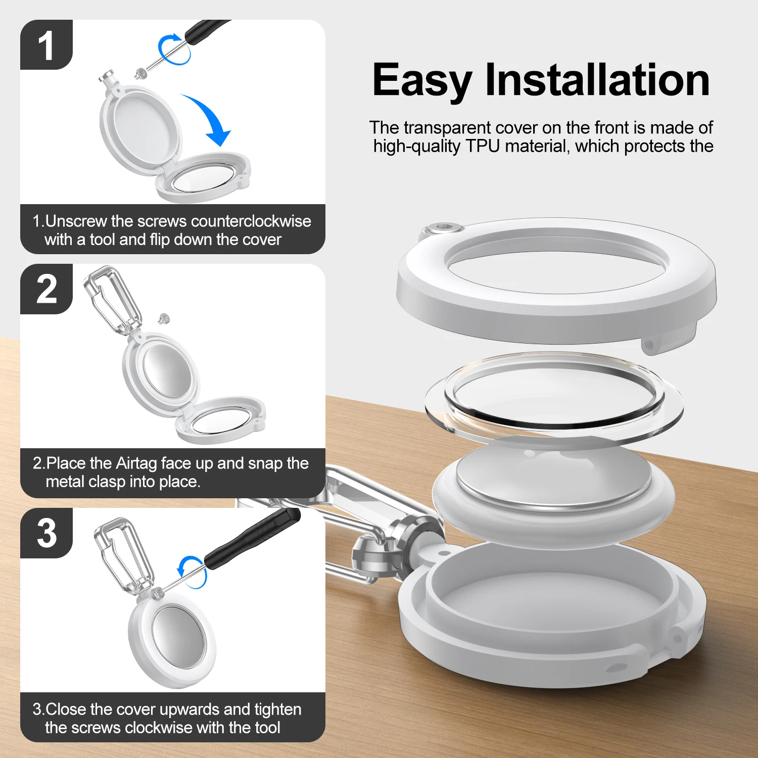 

Tracker Protective Full Cover for Airtag 2 Dog Cat Pet Collar Keys Waterproof Anti-lost Keychain Holder TPU Case