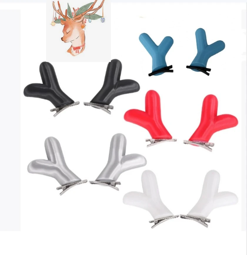 Christmas Reindeer Antler Cosplay Headpiece Hair Clips Cute Festive Dress Up Props Children's Cute Funny Colored Hair Clips Gift