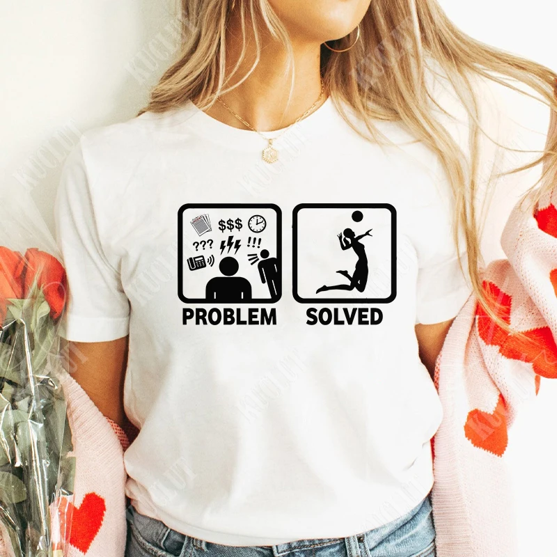Women's Printed Volleyball T-shirt, Short-sleeved Summer Clothing, Printed Volleyball Top, Fashionable Apparel Summer Streetwear