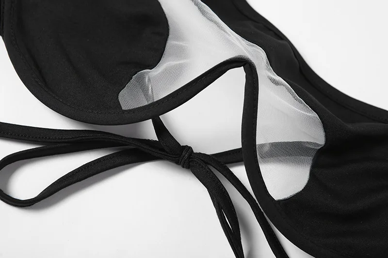 Eine Schulter Mesh Bikinis Bügel V-Bar Bikini Frauen Bademode Weiblichen Badeanzug Zwei-stück Bikini Set Push-Up Badeanzug schwimmen