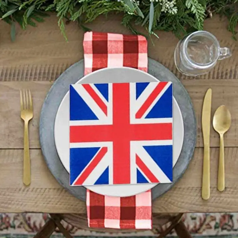 50Pcs England National Flag UK Flying Flag Britain United Kingdom Banner Union Jack Party Supplies Set Tableware Decoration