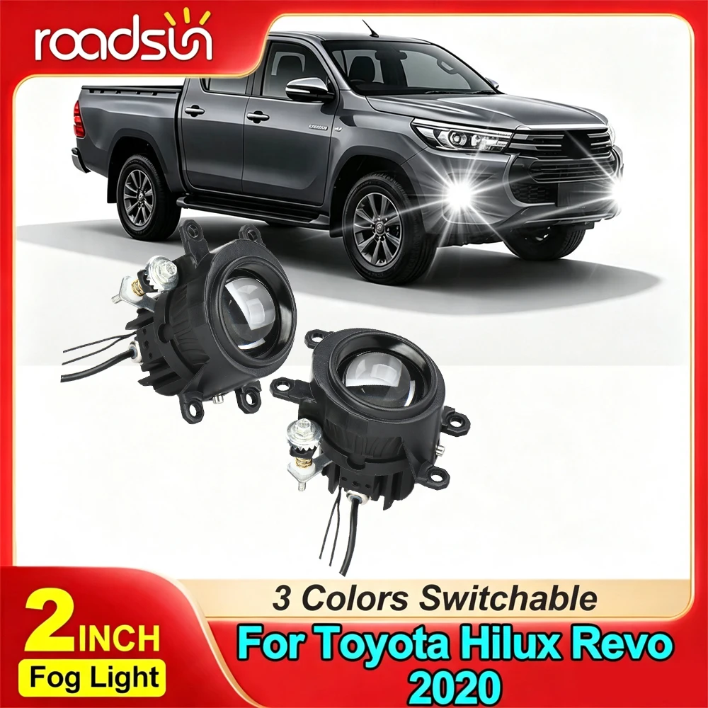 2.0Inch Mini Fog Lamp Bi Led Projector Lens 12V 180W Super Bright Fog Lights High Low Beam Tricolor For Toyota Hilux Revo 2020