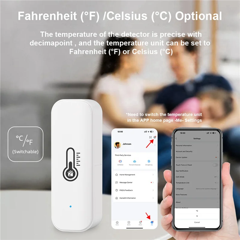 【Must-Haves】2X Tuya Zigbee Temperature Humidity Sensor Smart Home Temperature Sensors Works With Alexa Google Assistant Smart Li