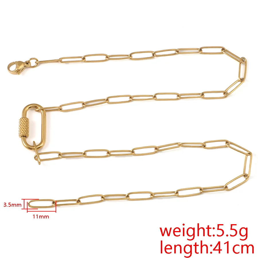 

2Pcs/Lot Stainless Steel Chokers Hip Hop Connection Buckle Paperclip Necklace For Fashion Jewelry Friend Lovers Gift