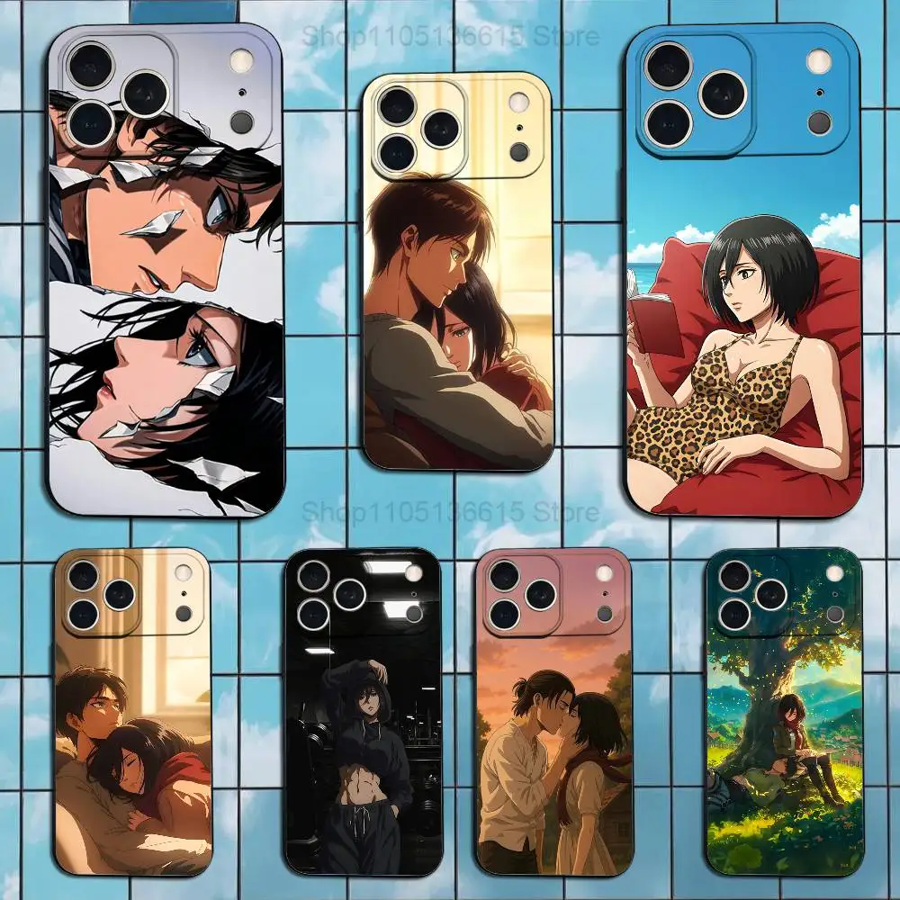 

A-Attack ON T-Titan M-Mikasa Case For iPhone 17,16,15,14,13,12,11 Plus,Pro Max,XS,X,XR,SE,Mini,8,7,Soft Silicone Black Cover