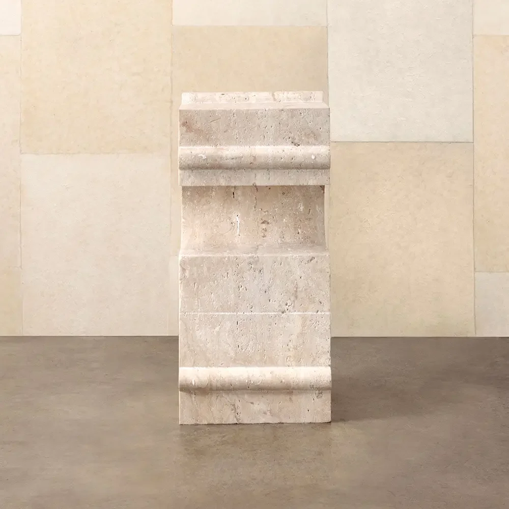 Small apartment, art carving natural travertine sofa side table