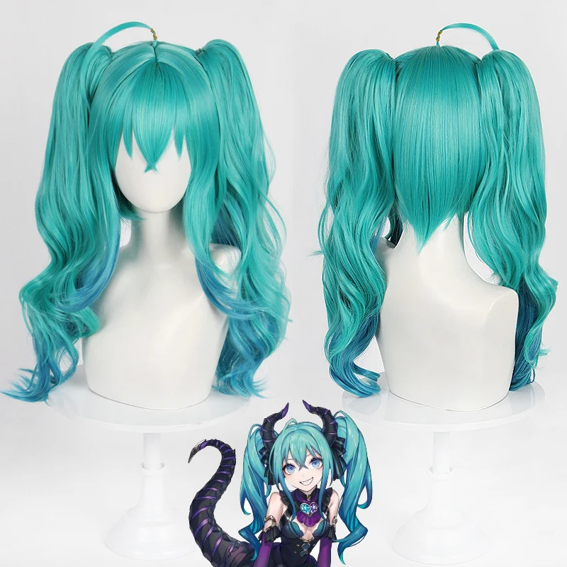 

V family Comic Cosplay Wig Sweet devi blue Long Heat Resistant Synthetic Hair Clip Ponytails Wigs costumes