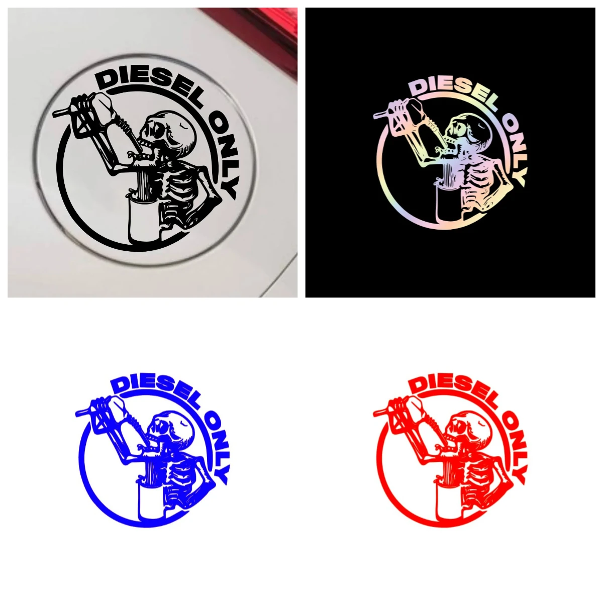 

High - Quality Waterproof Diesel Only Skull Sticker - Ideal for Car Fuel Tank Caps and Outdoor Use