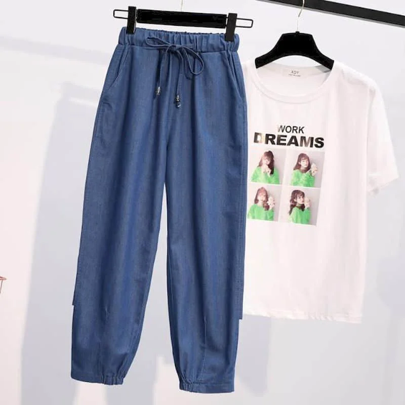 

Oversized Jeans Women Y2k Jeans Casual Loose Trousers Harem Pants Women Denim Vintage Clothes Baggy Pants Elastic Waist Jeans