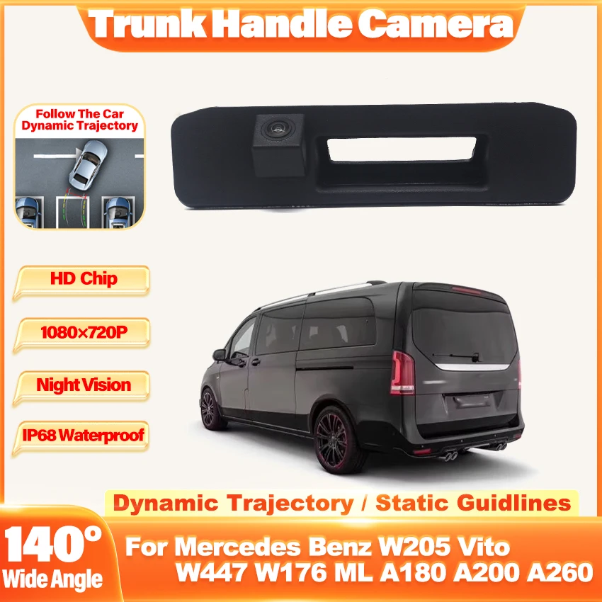 140°HD 1080P Car Rear View Camera For Mercedes Benz W205 Vito W447 W176 ML A180 A200 A260 GLA 250 GLC GLE W117 W166