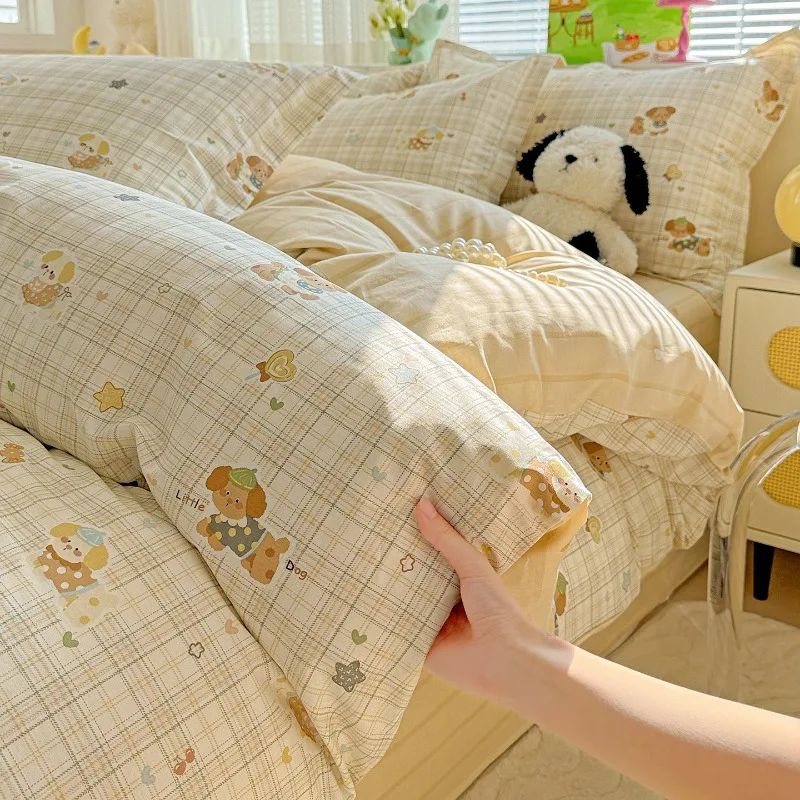 Cotton printing four-piece set, bed sheet quilt cover, four-season student dormitory single three-piece set - view 3