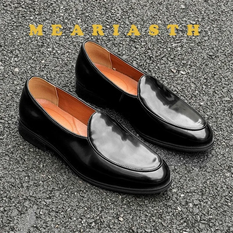 

Винтажные кожаные лоферы без шнуровки для пар, деловые свадебные туфли на нескользящей подошве, оксфорды ручной работы с вышивкой для повседневных поездок на работу