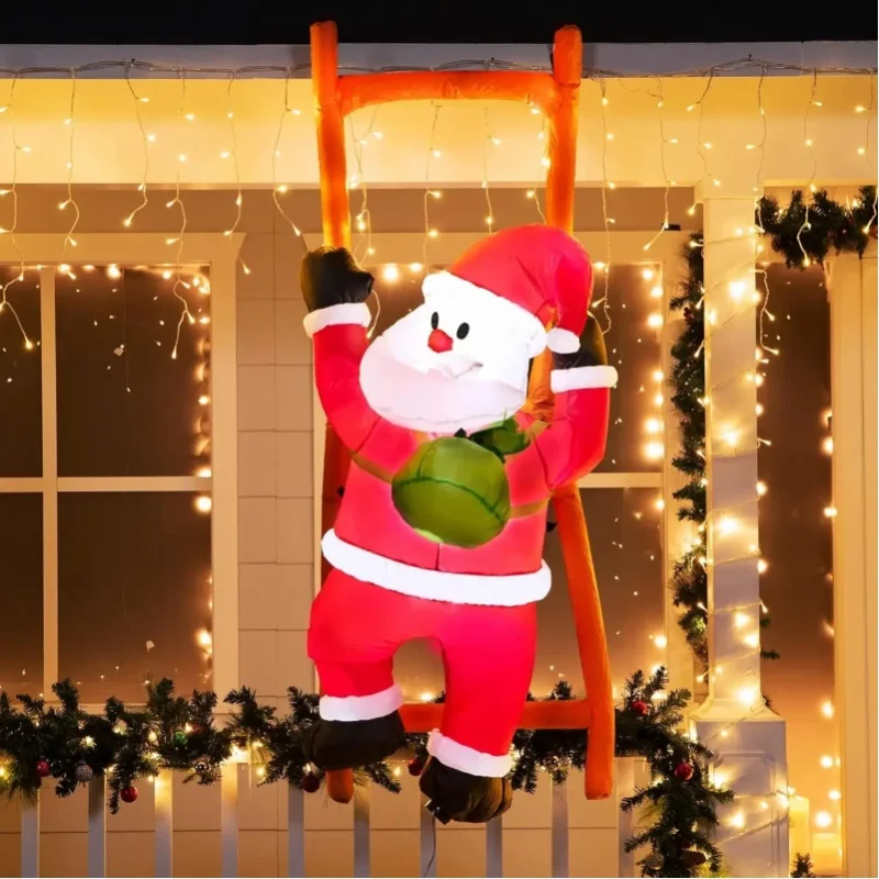 Sloosh 6 FT Aufblasbarer Weihnachts-Kletter-Santa, Hängende Aufblasbare Weihnachtsdekoration für den Garten, für Weihnachtsfeiern und Rasendekoration