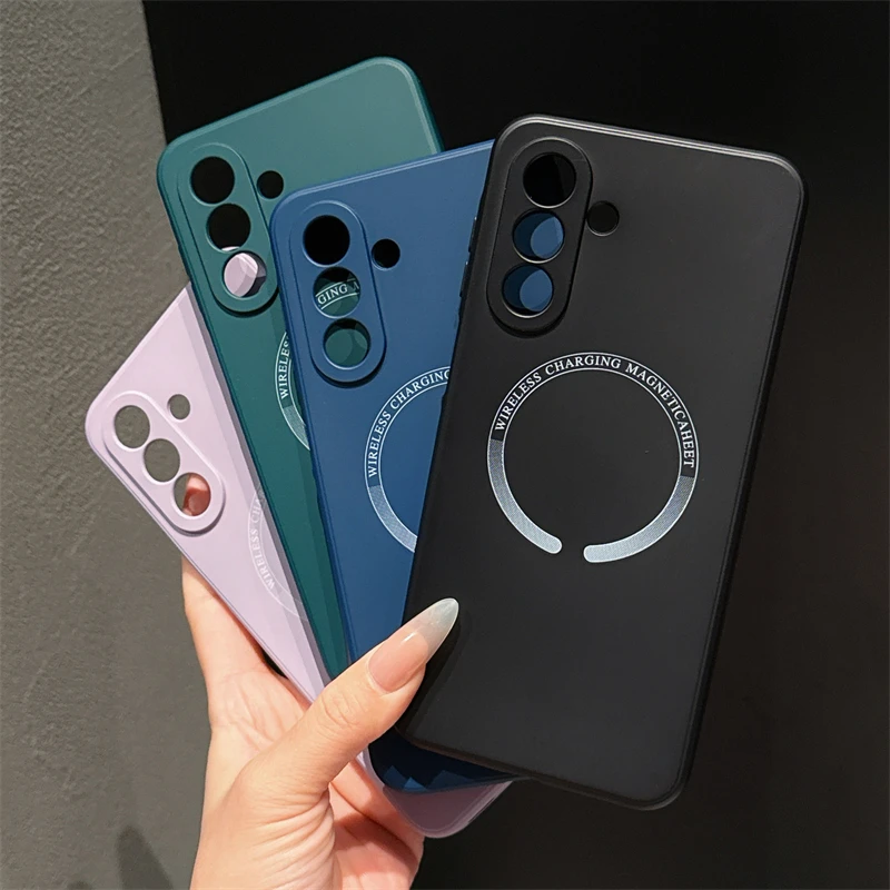 For Samsung S26 S25Edge S23 S21 S24FE S22 Ultra Plus A57 A17 A37 A56 A55 A54 A26 For Magsafe Magnetic Liquid Silicone Phone Case