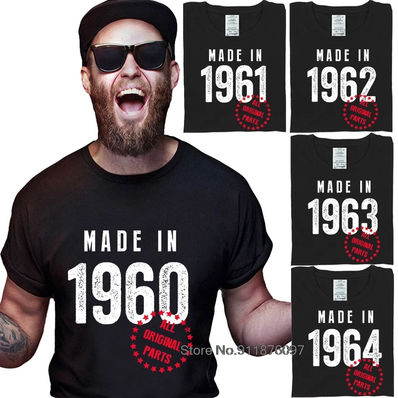 T-Shirt Man Cotton Summer Big Size Print Streetwear Really Funny T Shirts 1960 1961 1962 1963 1964 Dad Short Sleeve Mens Shirts