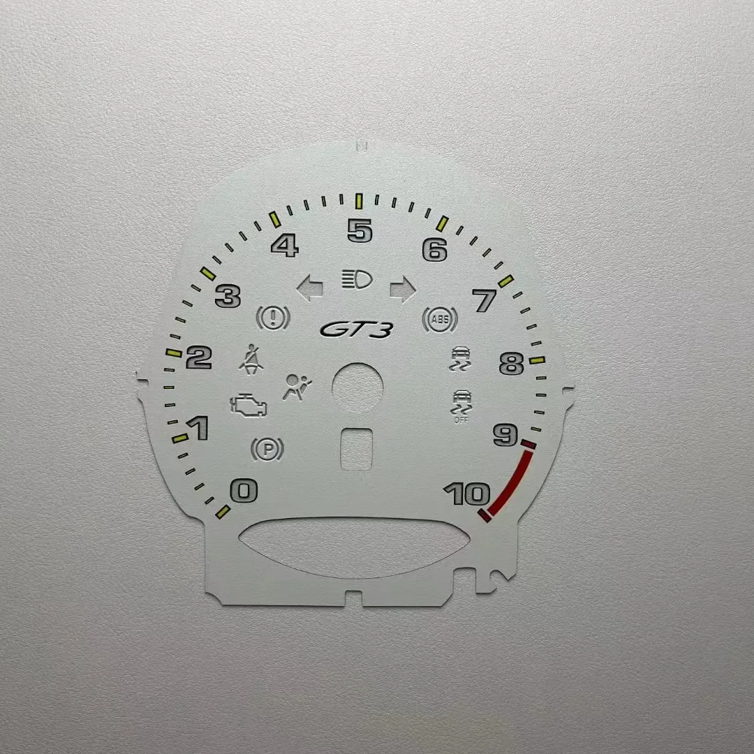 Tachometer Dials Disc For Porsche 991.2 GT3 Manual Gauge Counter Face Overlay 10000RPM White