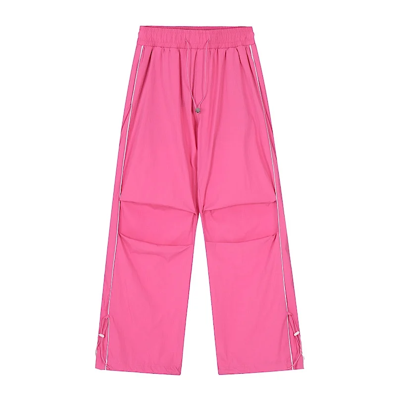 Hip Hop Y2K Pink Track Pants donna oversize Streetwear pantaloni sportivi a gamba larga Harajuku Quick Dry pantaloni sportivi vestiti