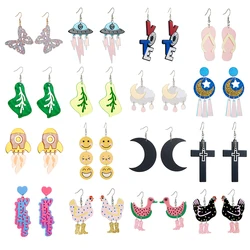 YAOLOGE Cartoon Creative Acrylic Exaggerated Pendant Earrings For Women Girl New Fashion Ear Drop Jewelry Birthday Gift Party