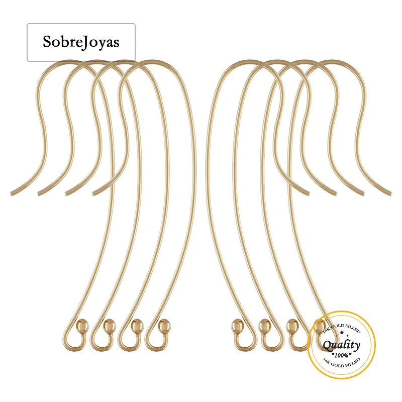 

14 К позолоченная длинная проволока для ушей с шариковым концом для серег «сделай сам», аксессуары для изготовления ювелирных изделий, застежки