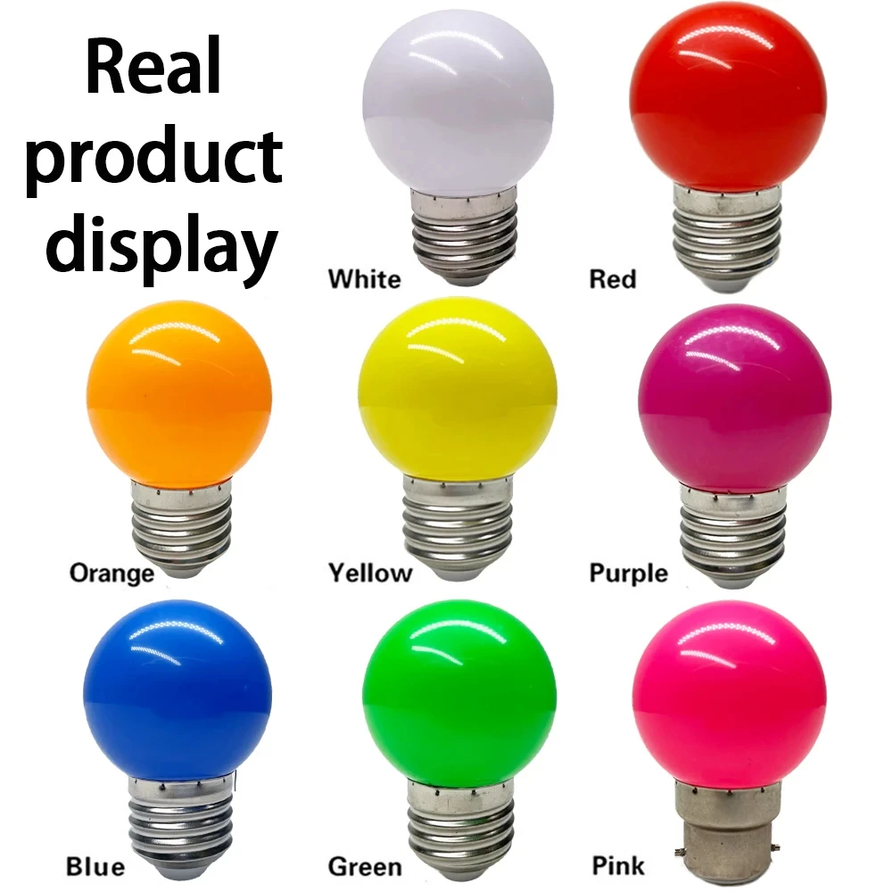 Multicolor 2W G45 Globe Light Bulb E27 B22 LED Lamp Red Blue Green Orange Purple Pink Yellow Warm/Cool White Decor Light 220V