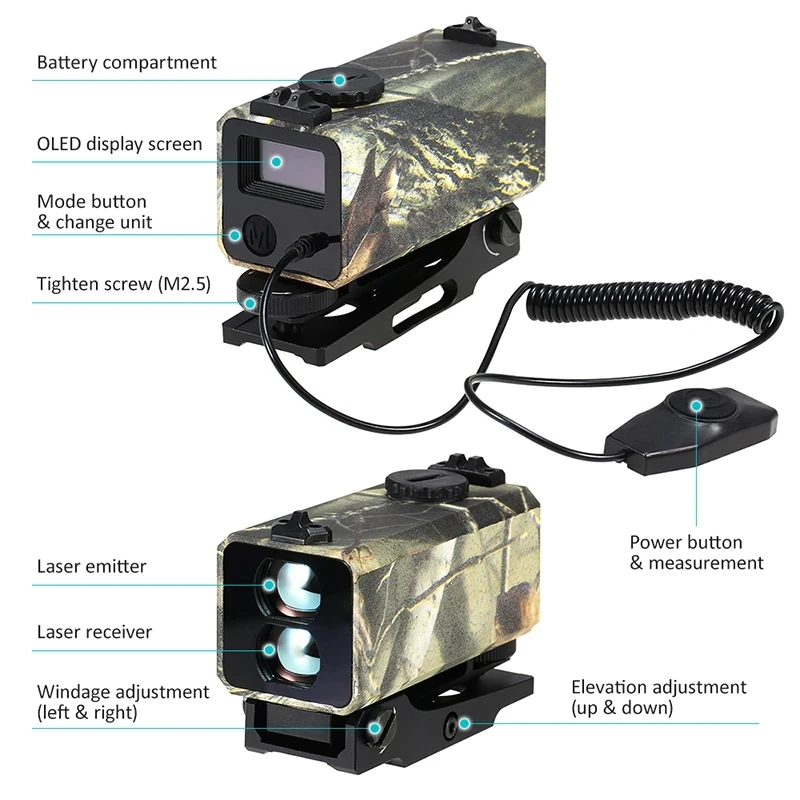 Telemetro automatico per esterni in tempo reale, Display per caccia e tiro Mini telemetro Laser LRF telemetro 1200m LE032