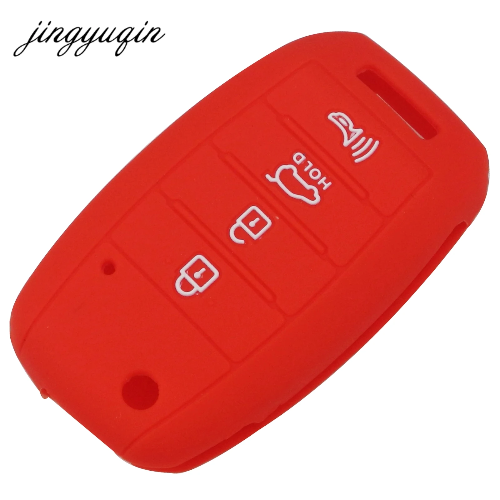 jingyuqin Silicone Skin Car Key Case fit for KIA Optima Sorento Soul Carens Sportage Flip Remote Key Cover Fob 4 Button