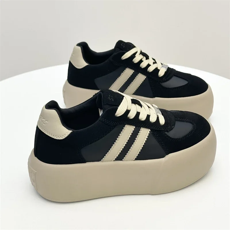 Sports Shoes Thick Sole Casual Board Women 2024 New Cowhide Everything Soft Inside Increase De Training Shoes