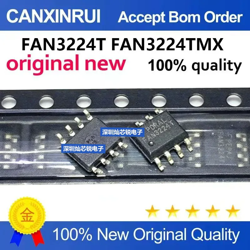 (5-100pieces)Brand New Original FAN3224T FAN3224TMX SMD SOP8 Half-Bridge Driver Chip