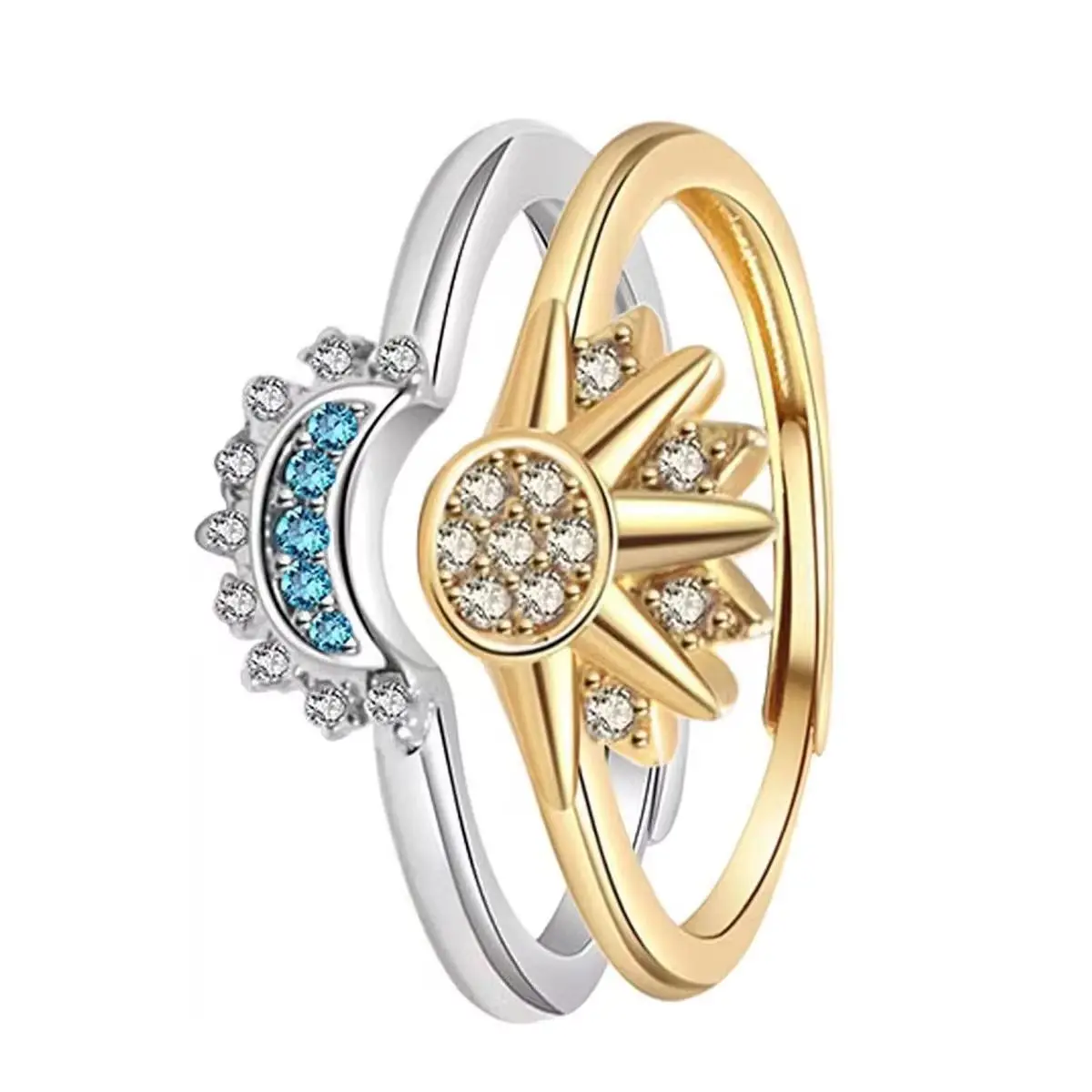 

Unisex Adjustable Love Sun Moon Couple Rings Set Matching Promise Rings Romantic Gift for Him And Her