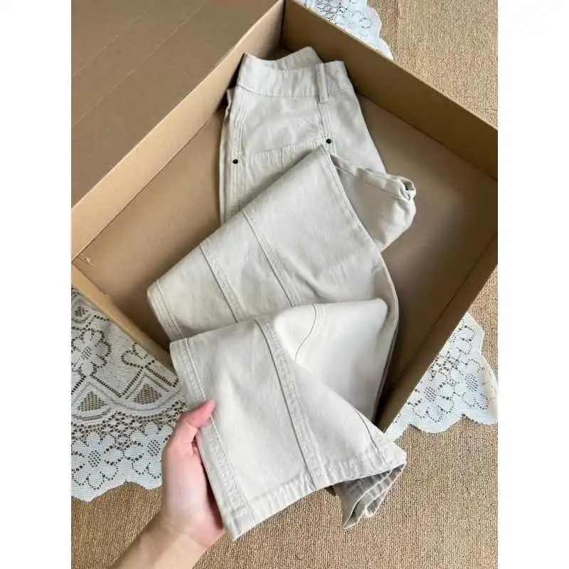 

Women's Beige Baggy Cargo Jeans Harajuku Vintage Y2k Oversize Denim Trouser Japanese 2000s Style Grunge Jeans Pants Clothes 2025