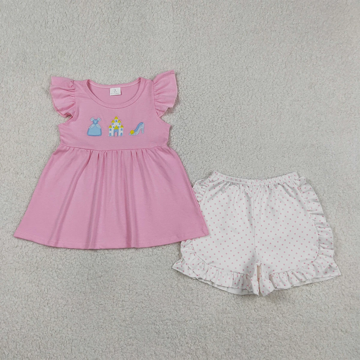 Baby Girls Clothes Summer Embroidery Princess Golf Flag Flutter Sleeve Tunic Ruffle Shorts Kids Sets Clothing Toddler Outfits