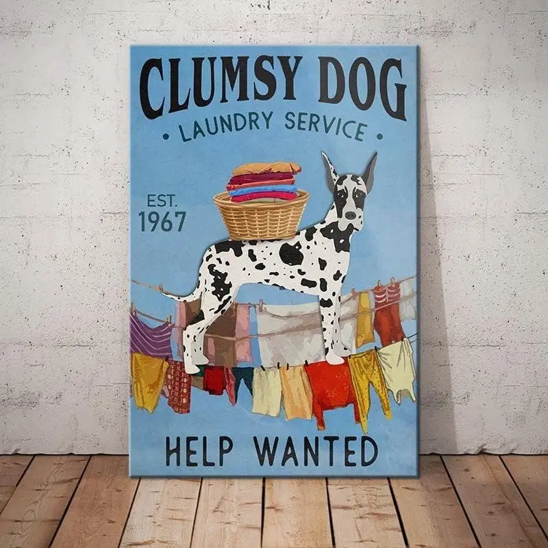 Metal Signs Great Dane Dog Laundry Service Signs Vintage Signs Retro Aluminum Sign for Home Cafe Kitchen 8x12 Inches