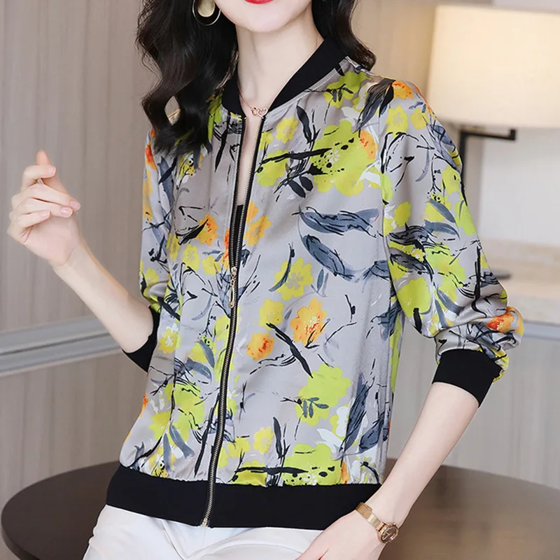 Kích Thước M-5XL Nữ Áo Sơ Mi Voan Họa Tiết Hoa In Áo Khoác Mùa Xuân Hè Chống Nắng Mỏng Áo Cardigan Nữ Quần Áo