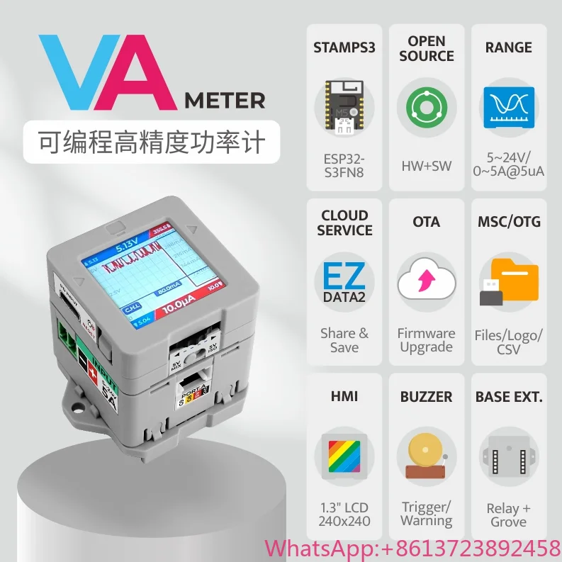 

Официальный VA-метр Программируемый высокоточный измеритель мощности M5StampS3 Измерение напряжения и тока