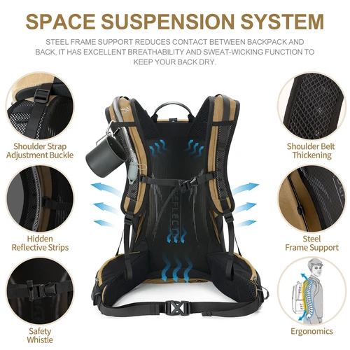 Imagen 2 del producto Mochila de montañismo de 35 litros para hombre y mujer, bolsa deportiva para exteriores, impermeable, para camping, senderismo y lluvia