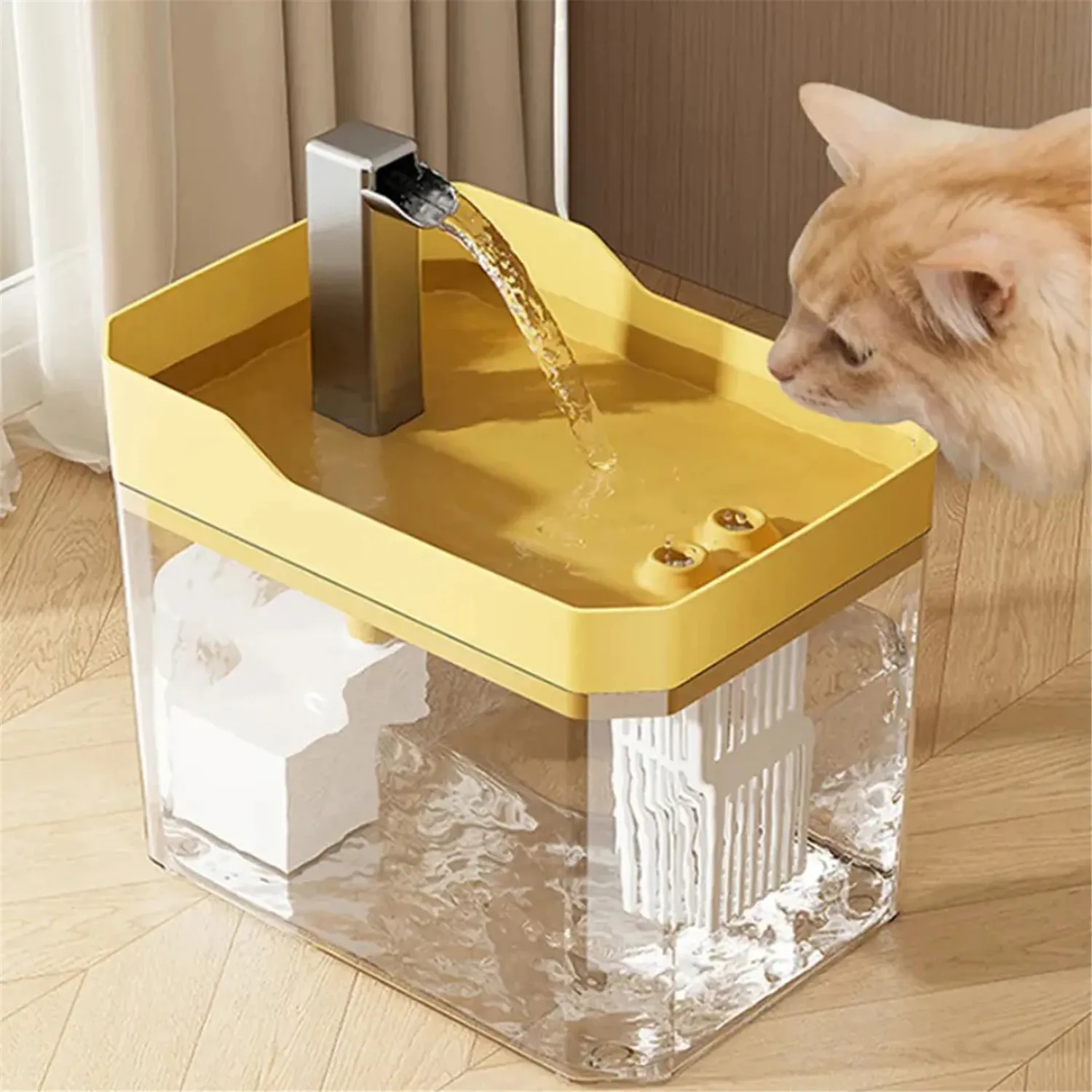 

Cat Water Fountain Auto Filter Transparent Cat Drinker USB Anti-Dry Burning Recirculate Filtering Water Dispenser with Pump