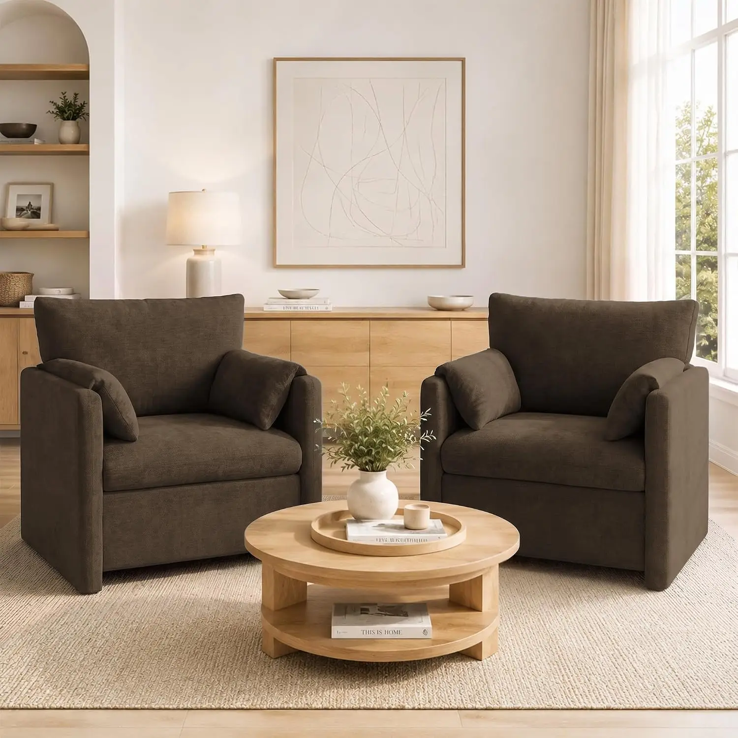 Oversized Accent Chair Set of 2,Comfy Reading Chair for Living Room,Bedroom