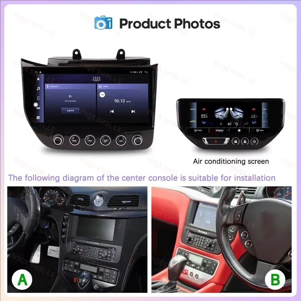 For Maserati GranTurismo GT 2007-2015 Android 14 Car Radio Stereo Replacement GPS Multimedia Player AC Panel Touch Screen