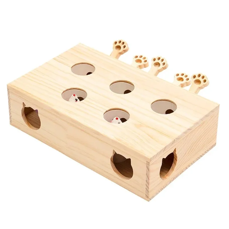 لعبة HHO-Cat For Indoor Cats Interactive Whack-A-Mole من الخشب الصلب للقطط