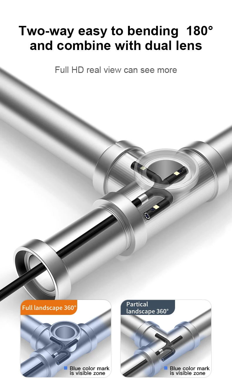 360 ° Rotating Dual-Lens Endoscope, 3.9MM 5-Inch IPS Endoscope Inspection Camera, Automotive Mechanical Industrial Endoscope