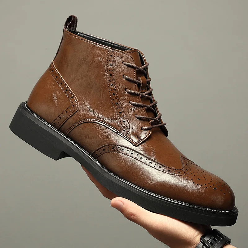 LIHUAMAO, botines retro informales para hombre, calzado deportivo, zapatos informales, botas de moto, zapatos de trabajo de alta calidad para senderismo al aire libre