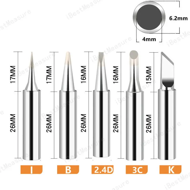5pcs 900M-T Zuiver Koper Soldeerbout Tip loodvrij Soldeer Tips Laskop BGA Soldeergereedschap Branding ijzer