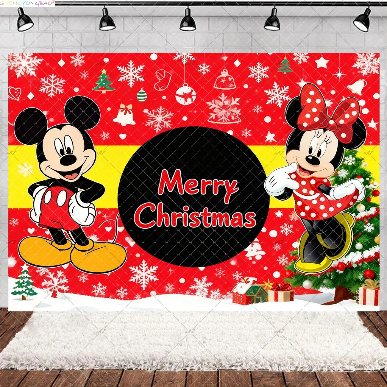 

Christmas Day Background Disney Mickey Mouse Minnie Happy Birthday Party Decorations Kids Baby Shower Photography Backdrops MC01