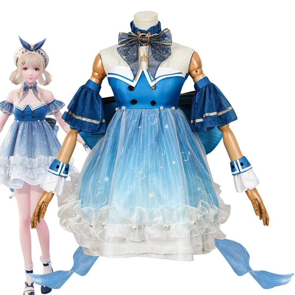 New Game Infinity Nikki Cosplay Costume Girl Lolita Blue Dress Princess Uniform Masquerade Carnival Party Clothes Outfit