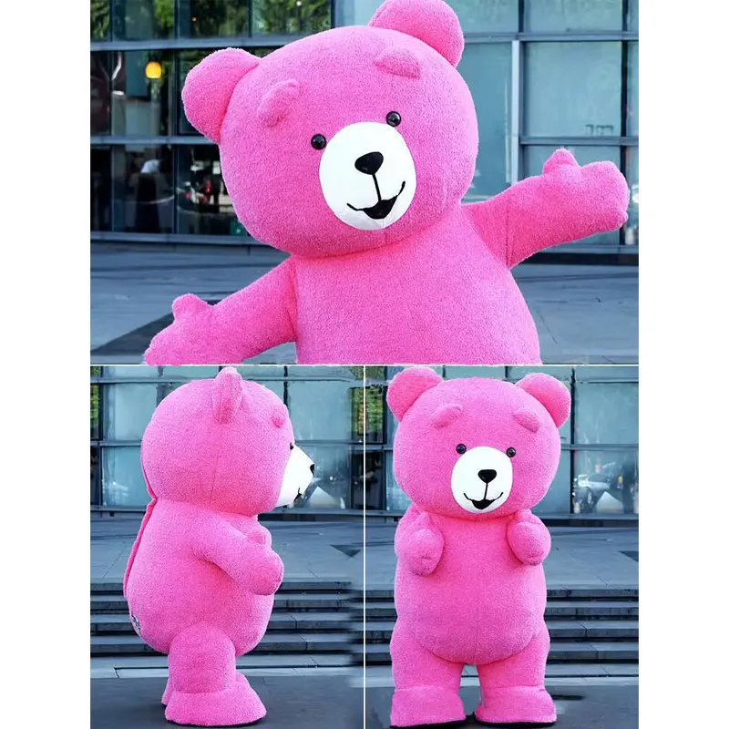 2024 Teddybeer Pluche Pop Kleurrijke Opblaasbare Mascotte Kostuum Schattige Grappige Beer Kleding Cartoon Beer Cosplay Dress Up Jumpsuits