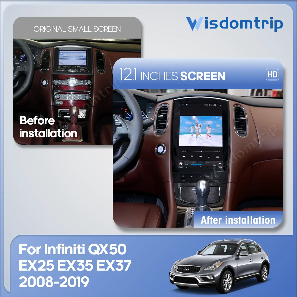 For Infiniti QX50 EX25 EX35 EX37 2008-2019 Car Multimedia Video Player GPS 4G Wifi Navigation Radio Carplay+Andro AUTO Android12