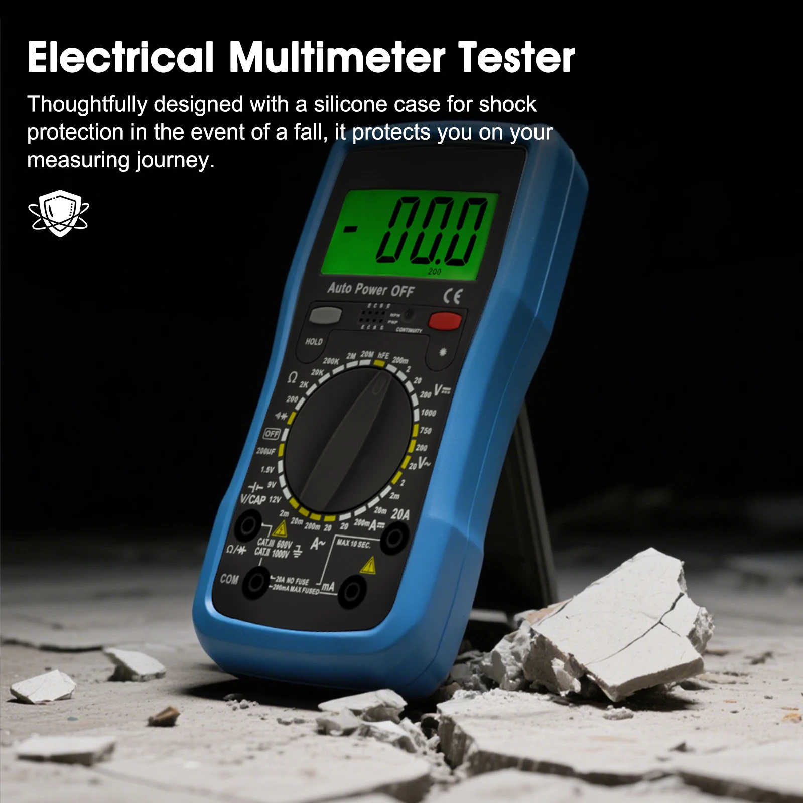 90C Digital Multimeter 2000 Counts, Portable AC/DC Voltage Current Resistance Capacitance Transistor hFE Diode Continuity Tester